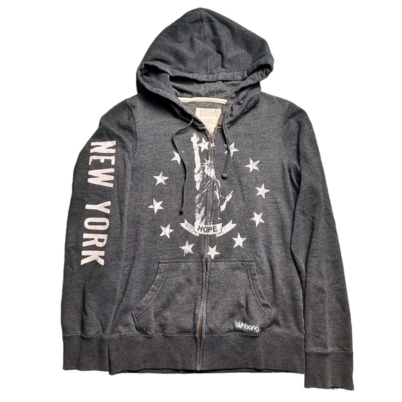 Billabong NY Statue of Liberty Full Zip Graphic Hoodie SZ L - Picture 1 of 8